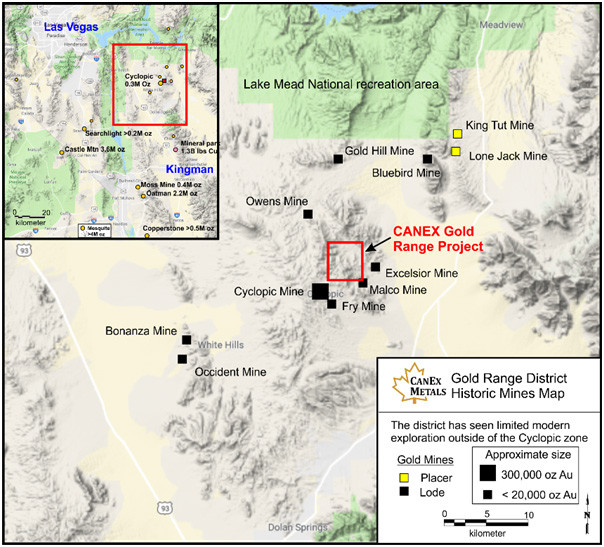 Location of the Gold Range Project